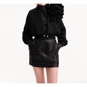NEW THEO THE LABEL nomia cropped rosette cardigan in black